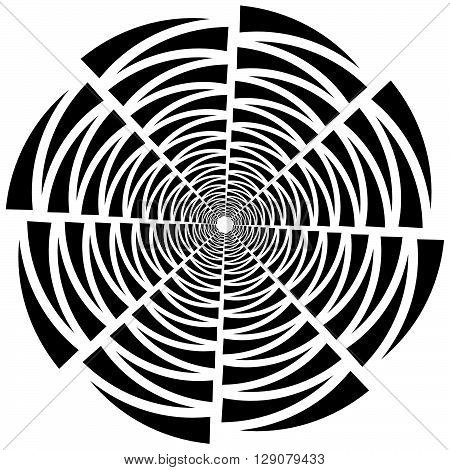 Circular, Rotating Spiral, Vortex Element, Motif. Abstract Geometric Shape. Non-figural Monochrome I