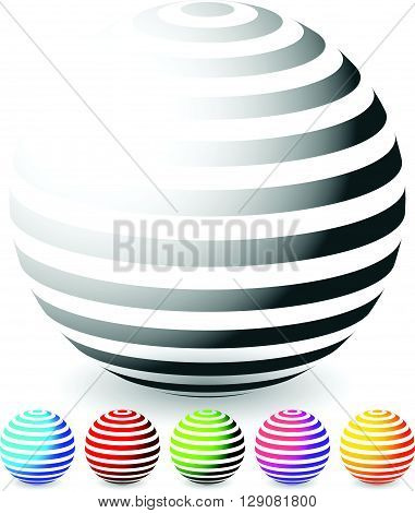 Striped Spheres In 6 Colors.
