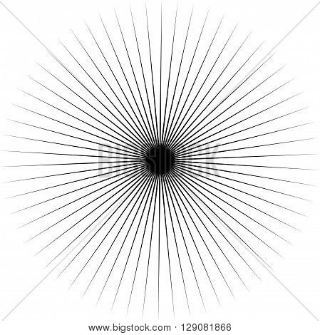Abstract Radiating Spiky Element. Radial Shape.