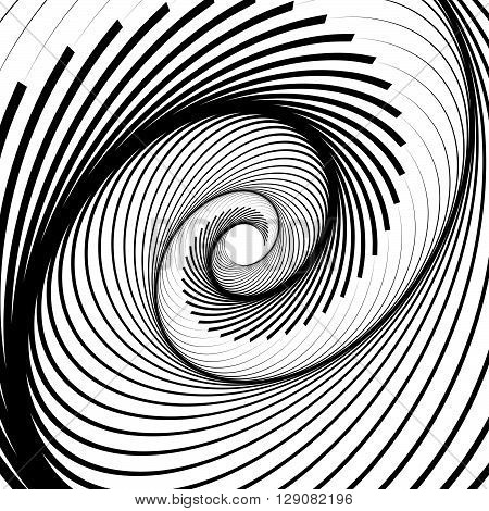 Abstract Black And White, Monochrome Spirally Background, Pattern. Random Ellipse, Oval Shapes.