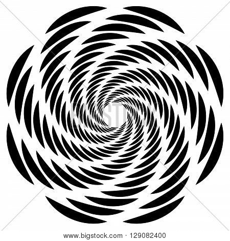 Circular, Rotating Spiral, Vortex Element, Motif. Abstract Geometric Shape. Non-figural Monochrome I