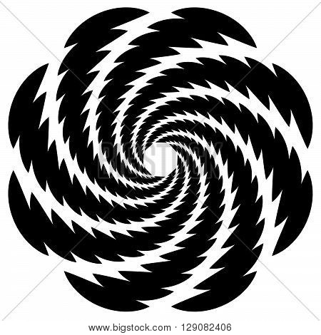 Circular, Rotating Spiral, Vortex Element, Motif. Abstract Geometric Shape. Non-figural Monochrome I