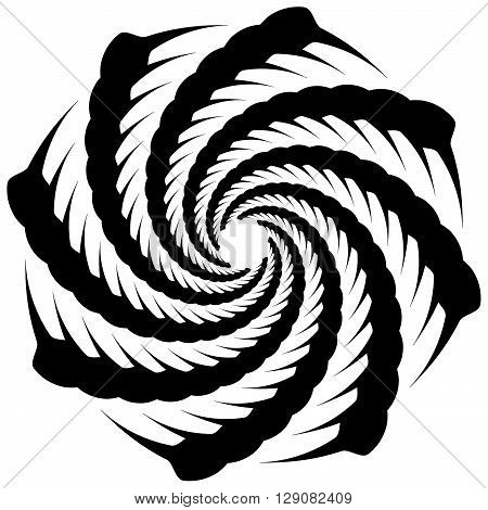 Circular, Rotating Spiral, Vortex Element, Motif. Abstract Geometric Shape. Non-figural Monochrome I