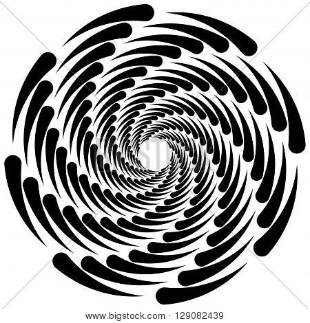 Circular, Rotating Spiral, Vortex Element, Motif. Abstract Geometric Shape. Non-figural Monochrome I