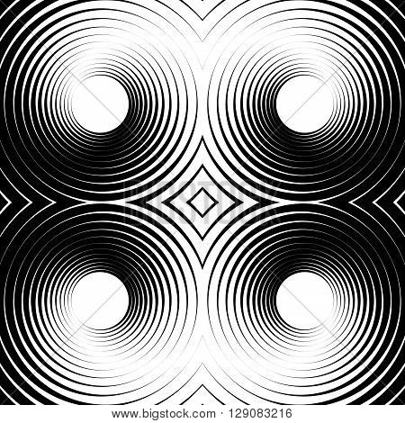 Symmetrical Repeatable Pattern With Concentric Circles, Rings.