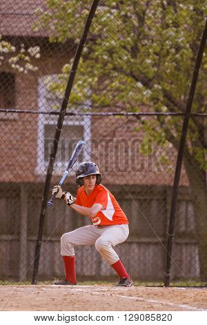 Morton Grove, IL, USA - 05.06.2106. Youth Baseball Match between Norwood Park Team and Morton Grove Park Team took place in Morton Grove, IL on 05.06.2016
