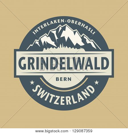 Abstract stamp with the name of town Grindelwald in Switzerland, vector illustration