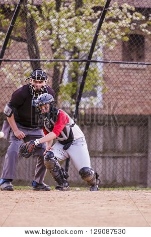 Morton Grove, IL, USA - 05.06.2106. Youth Baseball Match between Norwood Park Team and Morton Grove Park Team took place in Morton Grove, IL on 05.06.2016