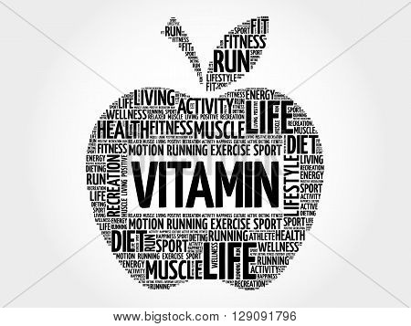 VITAMIN apple word cloud health concept, presentation background