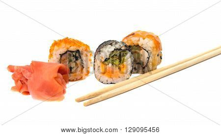 sushi isolated on white background, slice, snack,