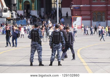 Moscow, Russia - May, 6, 2016: police men in a center of Moscow, Russia