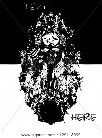 View Black White abstract shapes unknown planet