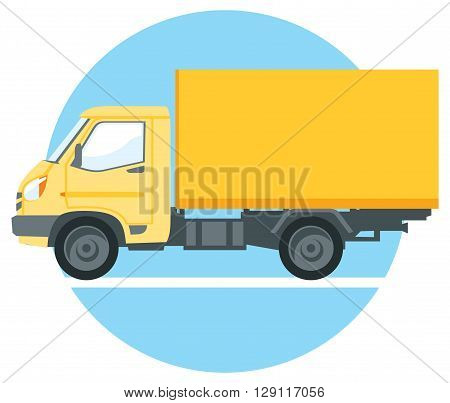 Vector illustration of a yellow commercial truck