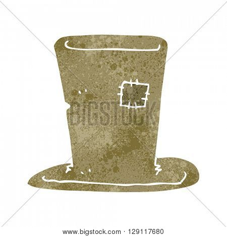 freehand retro cartoon tramp top hat