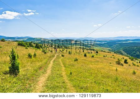 Landscape around river Uvac gorge at sunny summer morning, southwest Serbia