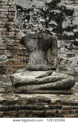 The Buddha statue in ruin Ayutthaya Thailand