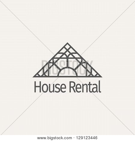 Asian real estate logo template. Vector ethnic ornamental design for agency, house and apartment rental, construction services or apartment repairs.