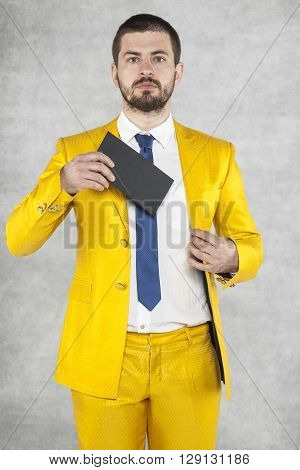 Portrait Of A Politician With An Envelope In His Hand