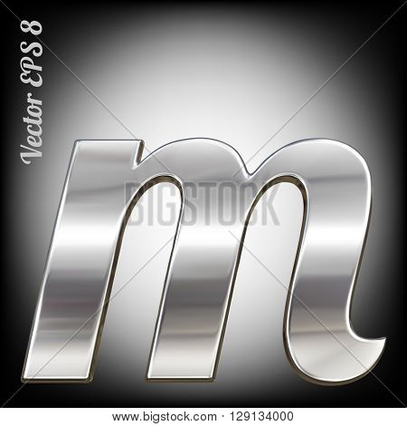 Vector letter m from metal alphabet. Lovercase metal font collection. EPS 8