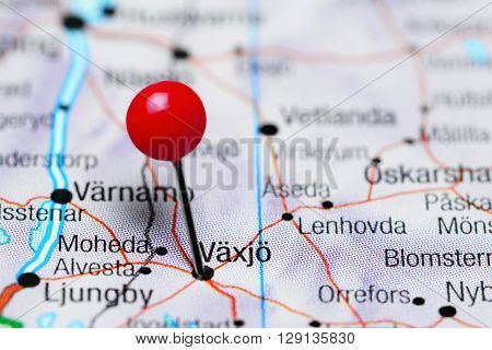 Vaxjo pinned on a map of Sweden