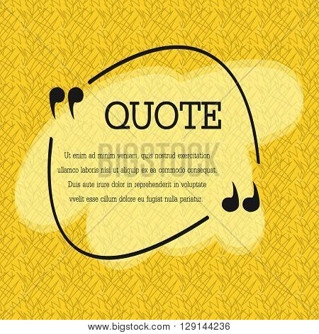 Quote blank template. Quote bubble. Empty template. Circle business card template, paper sheet, information, text. Print design. Quote form. Template vector set. Yellow poster, yellow quote box blank