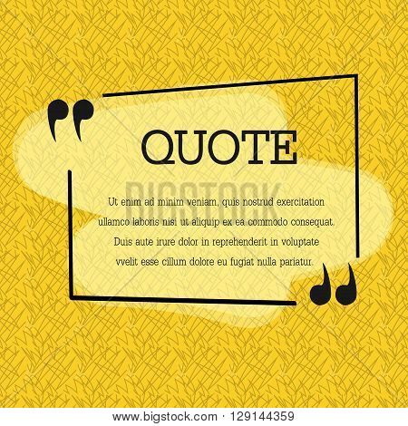 Quote blank template. Quote bubble. Empty template. Circle business card template, paper sheet, information, text. Print design. Quote form. Template vector set. Yellow poster, yellow quote box blank