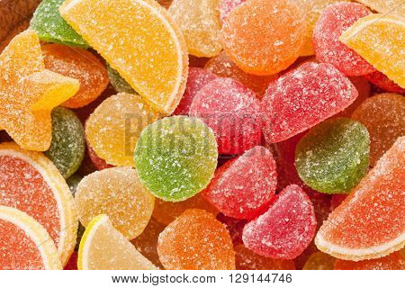 Colorful jelly candies closeup macro texture