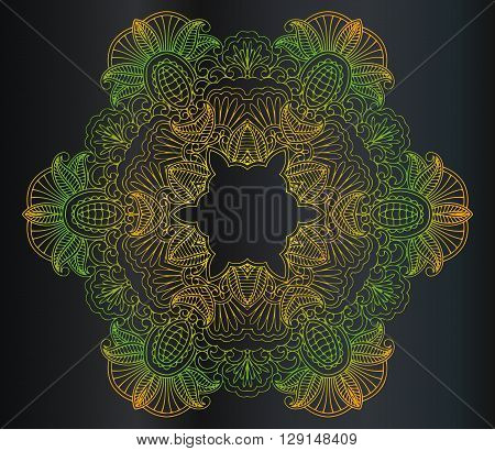 abstract tracery vintage pattern on a dark background