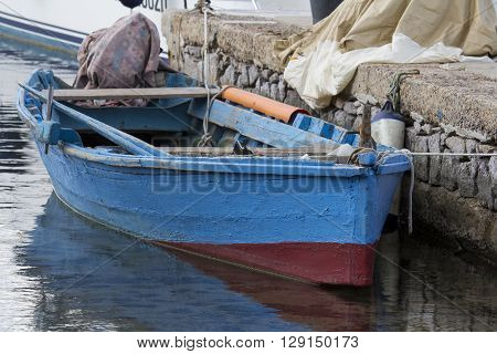 CAGLIARI: Old fishing boat in the tourist port of Marina Piccola - Sardinia