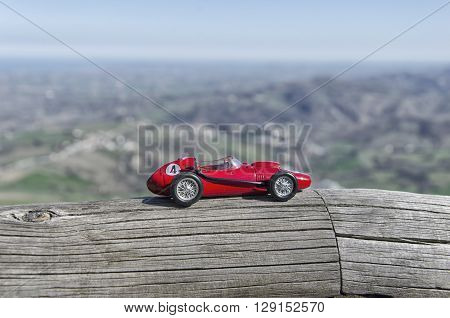 Scale model of famous red car at San Marino
