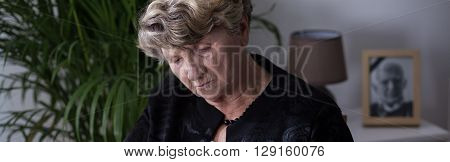 Elderly woman in depression after death of her spouse