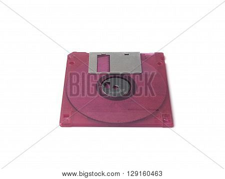 Fuchsia pink floppy disk or diskette isolated on white background floppy disk is magnetic computer data storage
