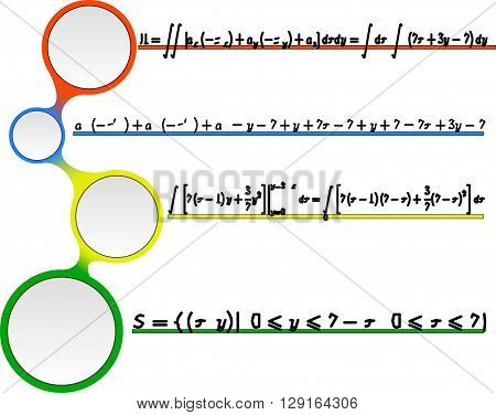 Mathematical vector seamless pattern with formulas 
on a white background