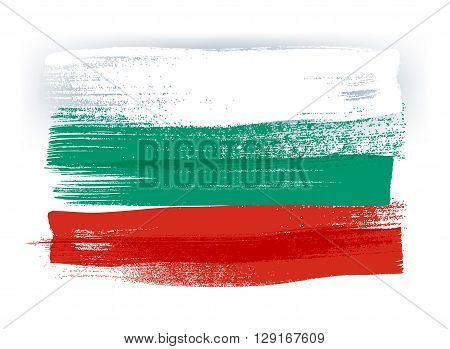 Bulgaria colorful brush strokes painted national country Bulgarian flag icon. Painted texture.