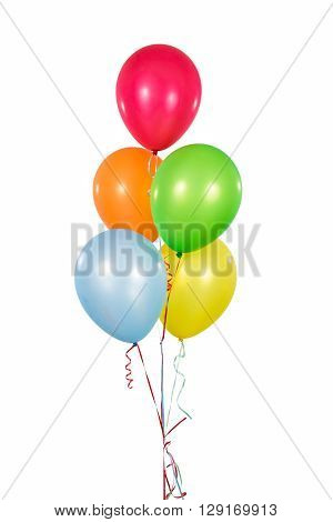 Colorful Helium Balloons in isolated White Background