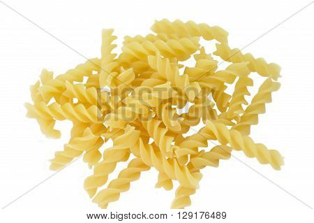 Pile of farfalle pasta isolated on white background