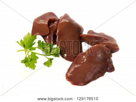 Raw chicken liver with spices ready for cooking