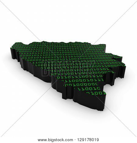 Bosnian And Herzegovinan Technology Industry Concept Image - 3D Illustration Map Outline Of Bosnia A