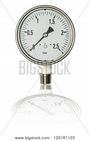 Pressure gauge bourdon tube type isolate on white clipping path