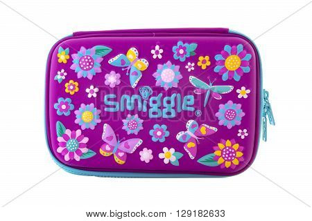 SWINDON UK - APRIL 10 2016: Smiggle case on a white background