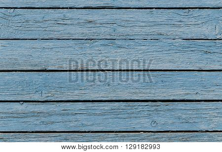 Texture of old rough blue fence peeling paint