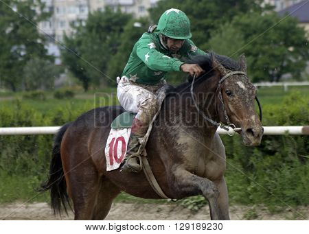 Horse race for the prize Evtushenko in Nalchik,Caucasus,Russia.