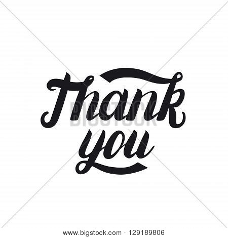 Thank you. Hand written lettering. Vector illustration.
