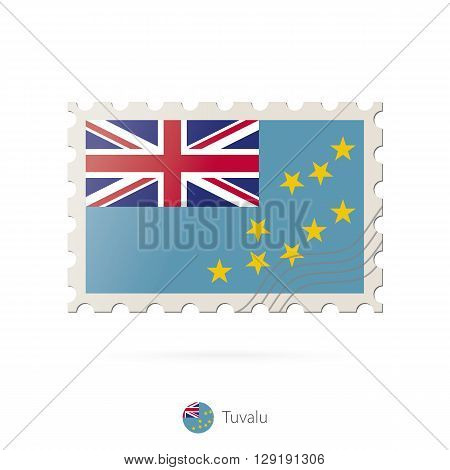 Postage Stamp With The Image Of Tuvalu Flag.