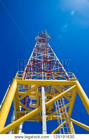 Telecommunication tower with sattlelite antenna and radar