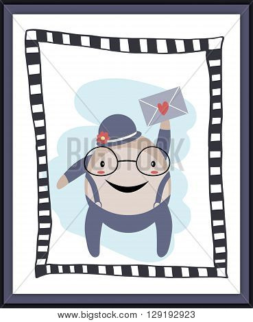 Humpty Dumpty with red heart envelope card.
