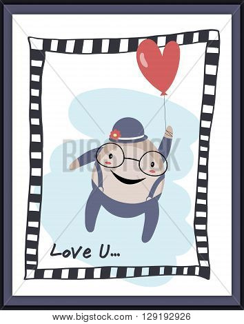 Humpty Dumpty lover with heart envelope card