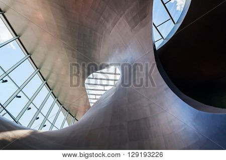 Arnhem Netherlands - April 19 2016: Arnhem Centraal railway station. After reconstruction it was reopened november 2015. The new design was created by UNStudio it won the Dutch Nationale Staalprijs