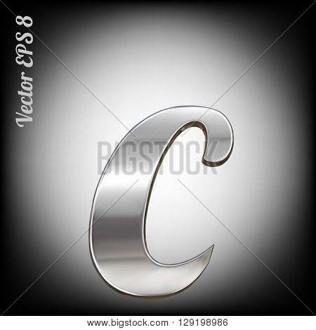 Vector letter c from metal alphabet. Lovercase metal font collection. EPS 8