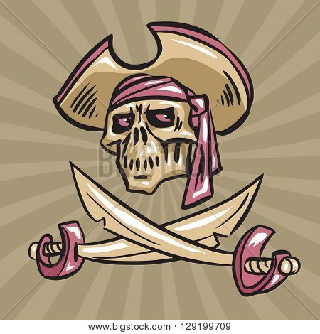 Pirate skull and hat with crossed swords
